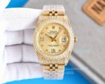 High Quality Swiss 3255 Rolex Oyster Perpetual 41mm Yellow Gold Ice Out Case Watch 